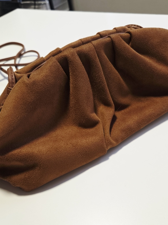 Banana Republic Handbags - Banana Republic Suede Gathered Clutch Bag in Brown